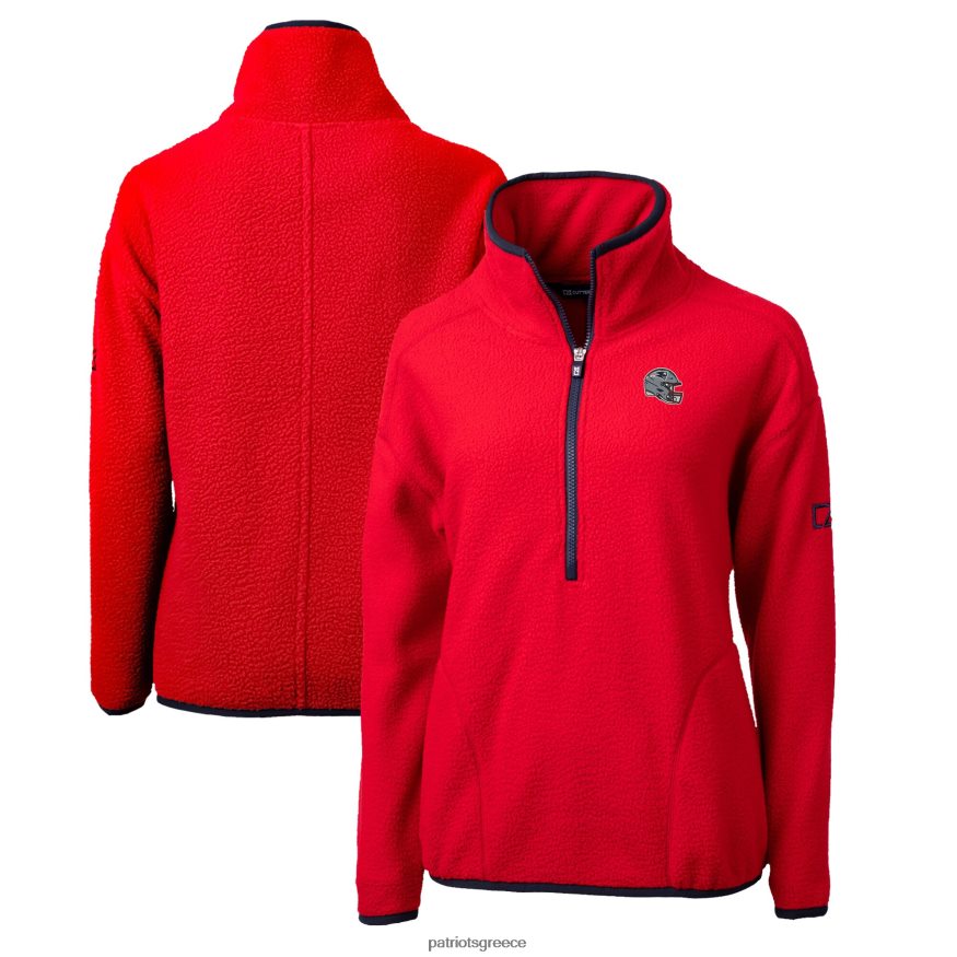 Patriots Jersey σακάκι πουλόβερ με φερμουάρ με μισό φερμουάρ, λογότυπο cascade eco sherpa fleece γυναίκες είδη ένδυσης VPDHTZ851