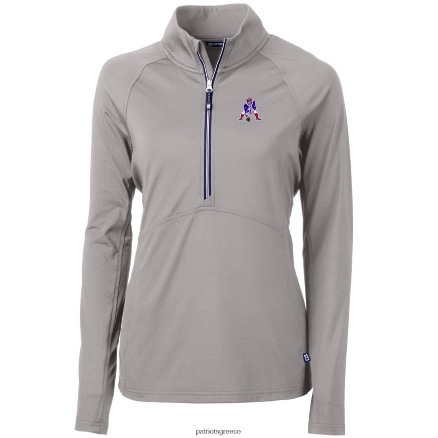 Patriots Jersey Το λογότυπο με γκρι cutter & buck, προσαρμόζεται οικολογικό πλεκτό ελαστικό, ανακυκλωμένο πουλόβερ με μισό φερμουάρ γυναίκες είδη ένδυσης VPDHTZ1072