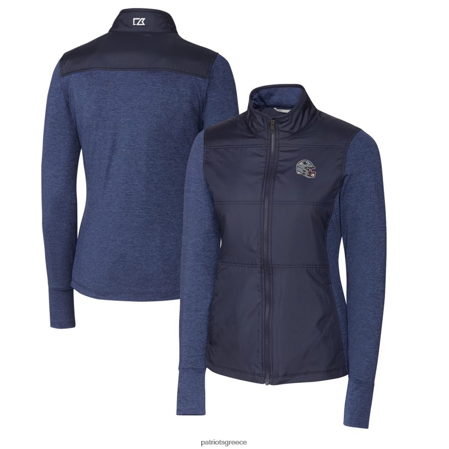 Patriots Jersey cutter & buck navy κράνος λογότυπο drytec stealth υβριδικό καπιτονέ μπουφάν αντιανεμικό με πλήρες φερμουάρ γυναίκες είδη ένδυσης VPDHTZ859