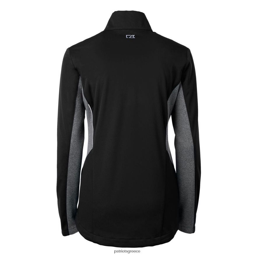 Patriots Jersey cutter & buck μαύρο λογότυπο πλοήγησης softshell με πλήρες φερμουάρ μπουφάν γυναίκες είδη ένδυσης VPDHTZ959