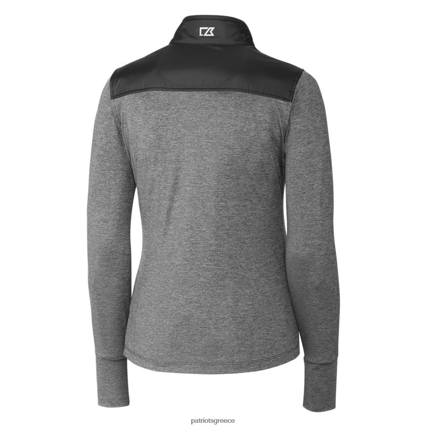 Patriots Jersey cutter & buck μαύρο λογότυπο stealth υβριδικό καπιτονέ αντιανεμικό μπουφάν με φερμουάρ γυναίκες είδη ένδυσης VPDHTZ1048