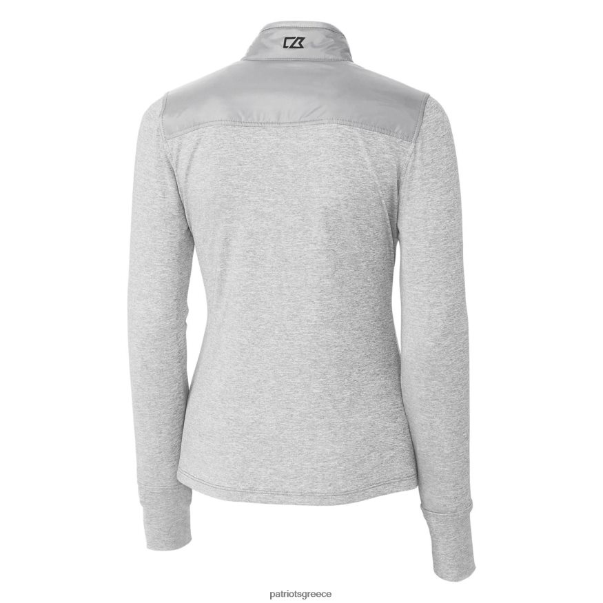 Patriots Jersey cutter & buck γκρι λογότυπο stealth υβριδικό καπιτονέ αντιανεμικό μπουφάν με φερμουάρ γυναίκες είδη ένδυσης VPDHTZ921