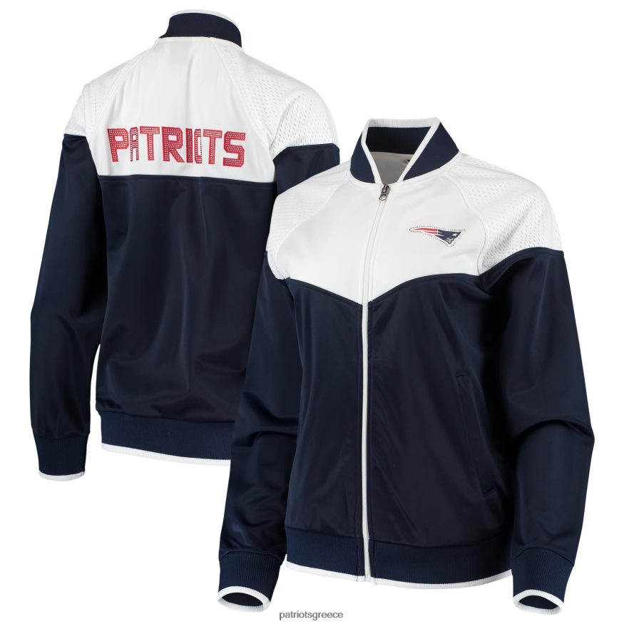 Patriots Jersey g-iii 4her by carl banks ναυτικό/λευκό μπαλαντέρ μπουφάν ρεγκλάν με πλήρες φερμουάρ γυναίκες είδη ένδυσης VPDHTZ975