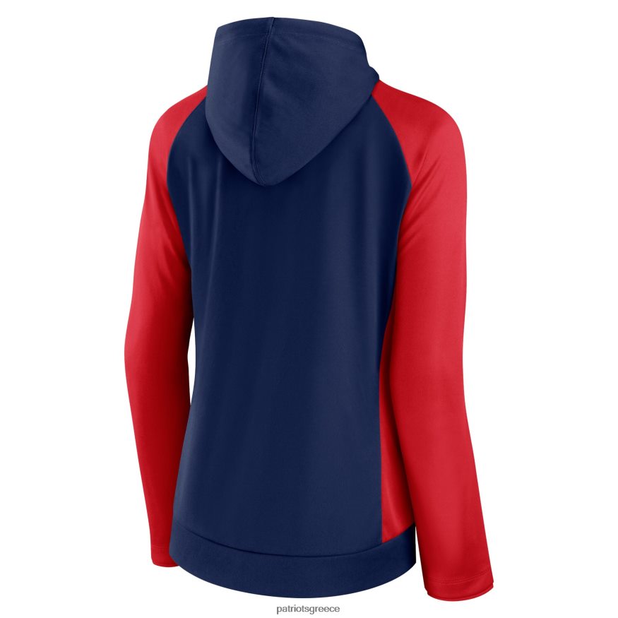 Patriots Jersey φανατικοί επώνυμα navy/κόκκινο τελείωμα γύρω από ελαφρύ ρεγκλάν μπουφάν με κουκούλα με φερμουάρ γυναίκες είδη ένδυσης VPDHTZ1066