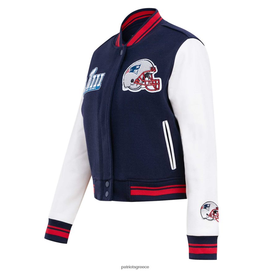 Patriots Jersey pro standard navy mash up μάλλινο πανεπιστήμιο μπουφάν με φερμουάρ γυναίκες είδη ένδυσης VPDHTZ831