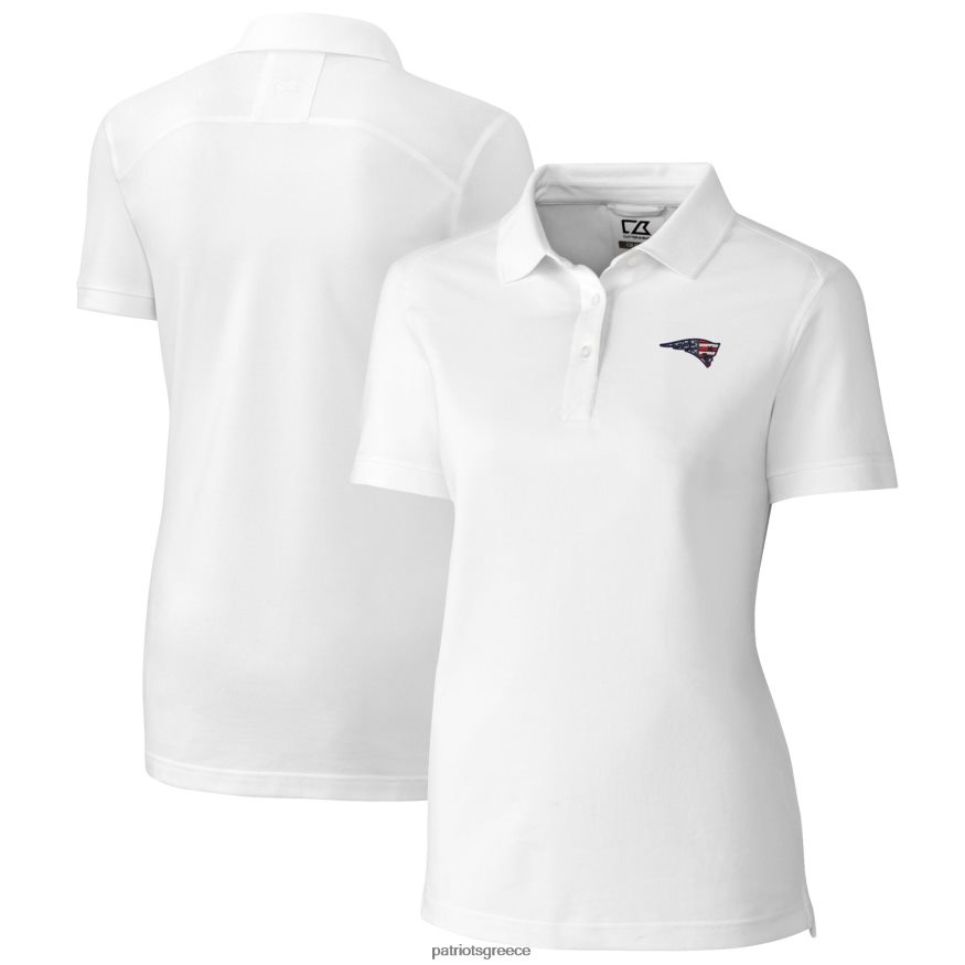 Patriots Jersey cutter & buck white πλεονέκτημα drytec tri-blend pique polo γυναίκες είδη ένδυσης VPDHTZ2572