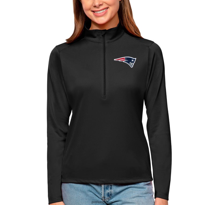 Patriots Jersey antigua μαύρο αφιέρωμα με μισό φερμουάρ γυναίκες είδη ένδυσης VPDHTZ2830