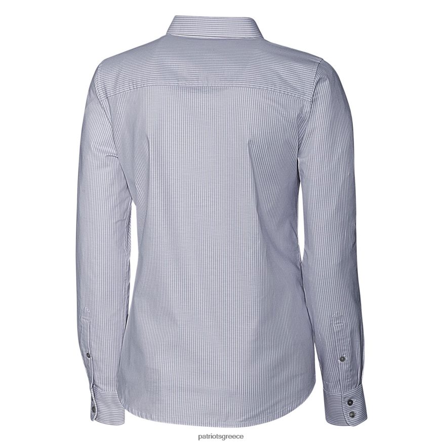 Patriots Jersey πουκάμισο με κουμπιά με κουμπιά με μακρυμάνικο ριγέ oxford γυναίκες είδη ένδυσης VPDHTZ2834