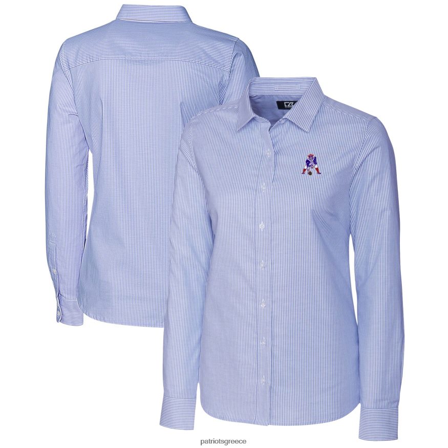 Patriots Jersey Πουκάμισο με μακρύ μανίκι με κουμπιά με κουμπιά και με λογότυπο με μακρυμάνικο ριγέ oxford γυναίκες είδη ένδυσης VPDHTZ2835