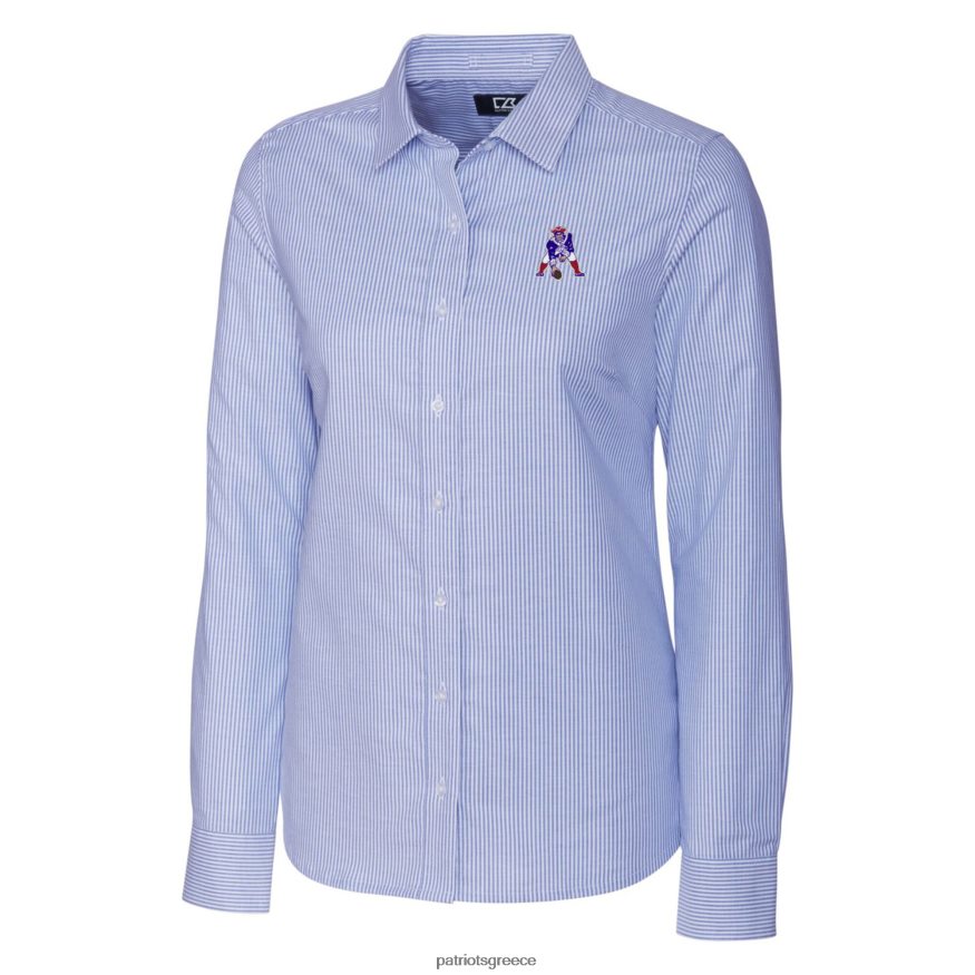 Patriots Jersey Πουκάμισο με μακρύ μανίκι με κουμπιά με κουμπιά και με λογότυπο με μακρυμάνικο ριγέ oxford γυναίκες είδη ένδυσης VPDHTZ2835