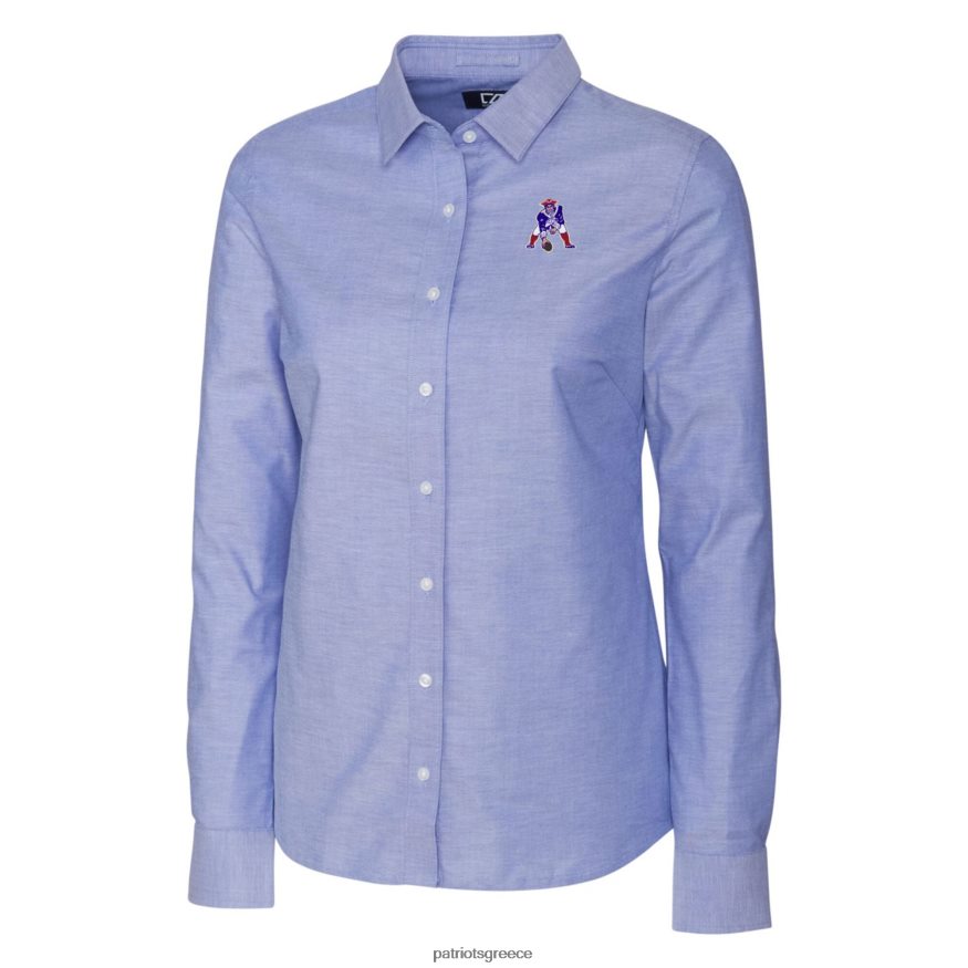 Patriots Jersey Πουκάμισο με κουμπιά με μακρυμάνικο μακρυμάνικο λογότυπο oxford γυναίκες είδη ένδυσης VPDHTZ2836