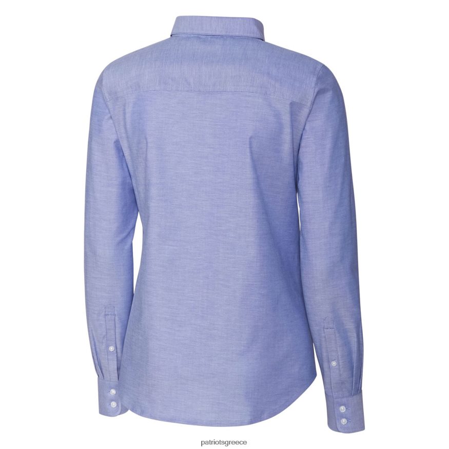 Patriots Jersey Πουκάμισο με κουμπιά με μακρυμάνικο μακρυμάνικο λογότυπο oxford γυναίκες είδη ένδυσης VPDHTZ2836