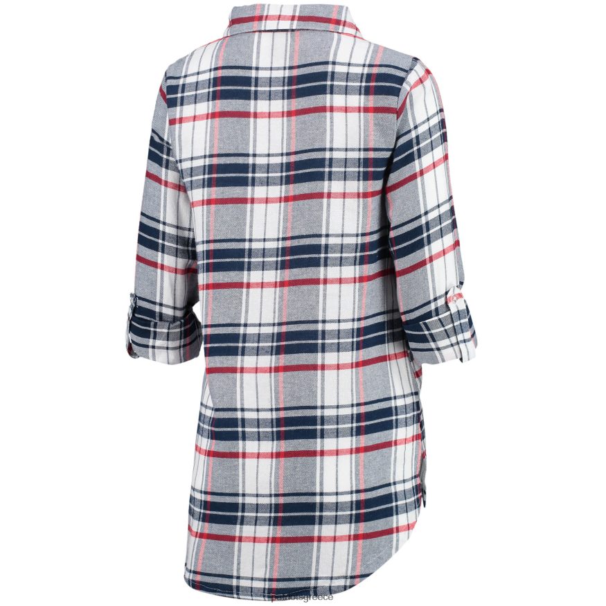 Patriots Jersey concepts sport navy/κόκκινο φανελένιο μακρυμάνικο νυχτικό με κουμπιά γυναίκες είδη ένδυσης VPDHTZ2877