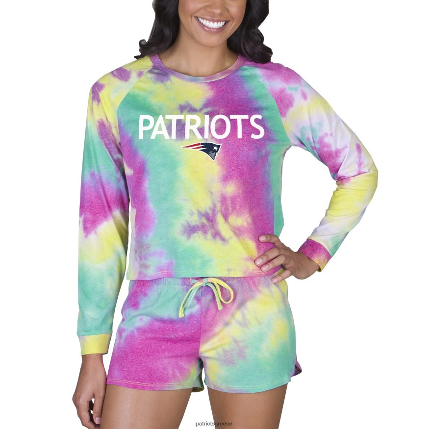 Patriots Jersey concepts sport velodrome tie-dye μακρυμάνικο μπλουζάκι & σορτς γυναίκες είδη ένδυσης VPDHTZ2895