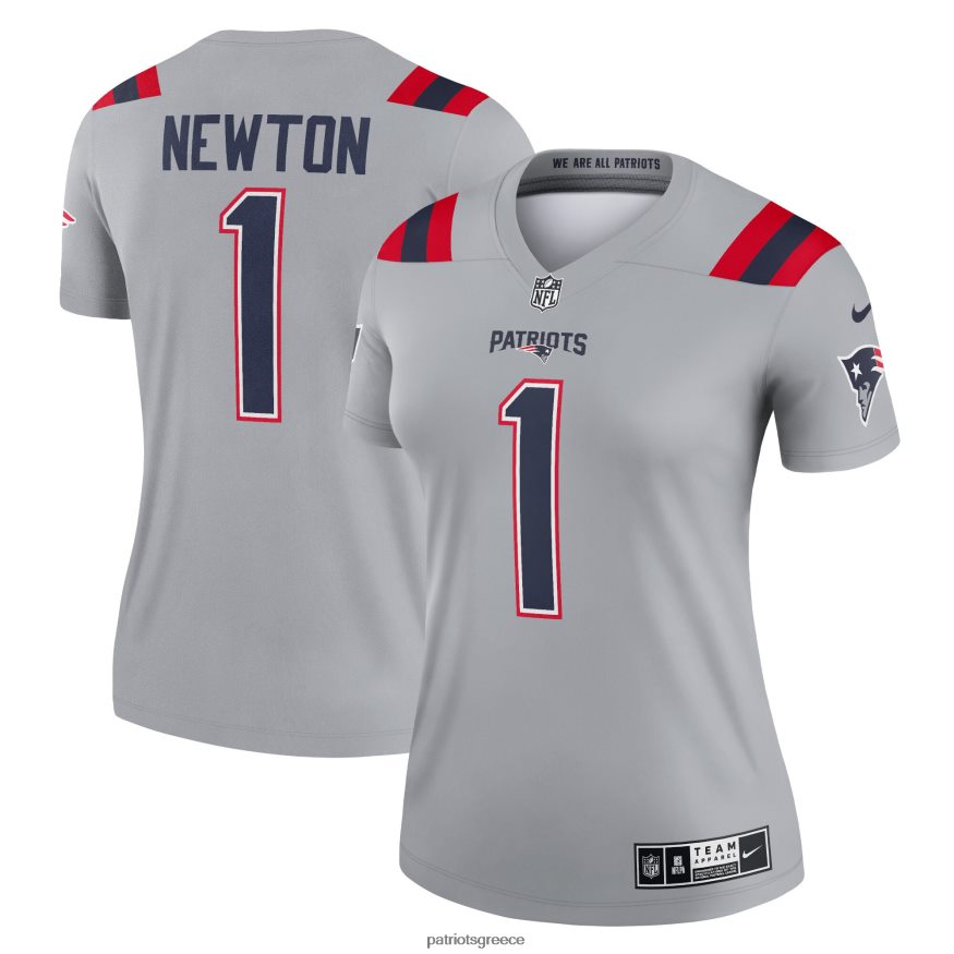 Patriots Jersey nike cam newton γκρι ανεστραμμένη φανέλα θρυλικών γυναίκες είδη ένδυσης VPDHTZ1220