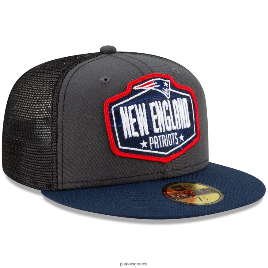 Patriots Jersey γραφίτης νέας εποχής/ναυτικό 2021 nfl σχέδιο επί σκηνής 5950 εφαρμοστό καπέλο άνδρες αξεσουάρ VPDHTZ358