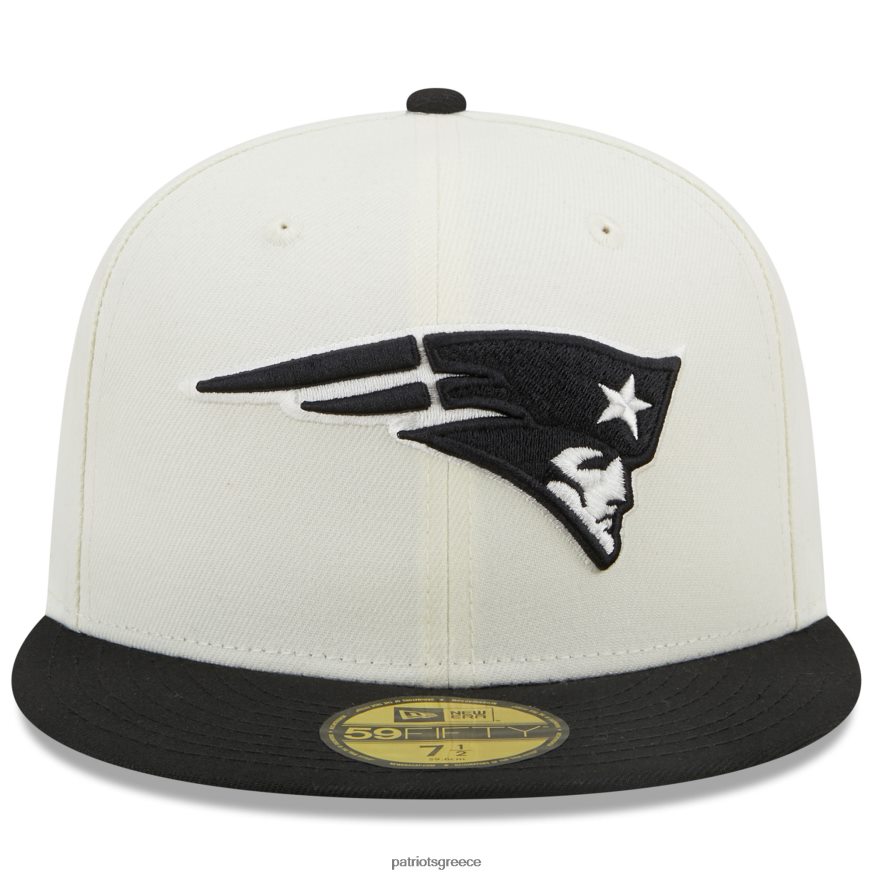 Patriots Jersey συλλογή νέας εποχής κρέμα/μαύρο χρώμιο 59fifty εφαρμοστό καπέλο άνδρες αξεσουάρ VPDHTZ159