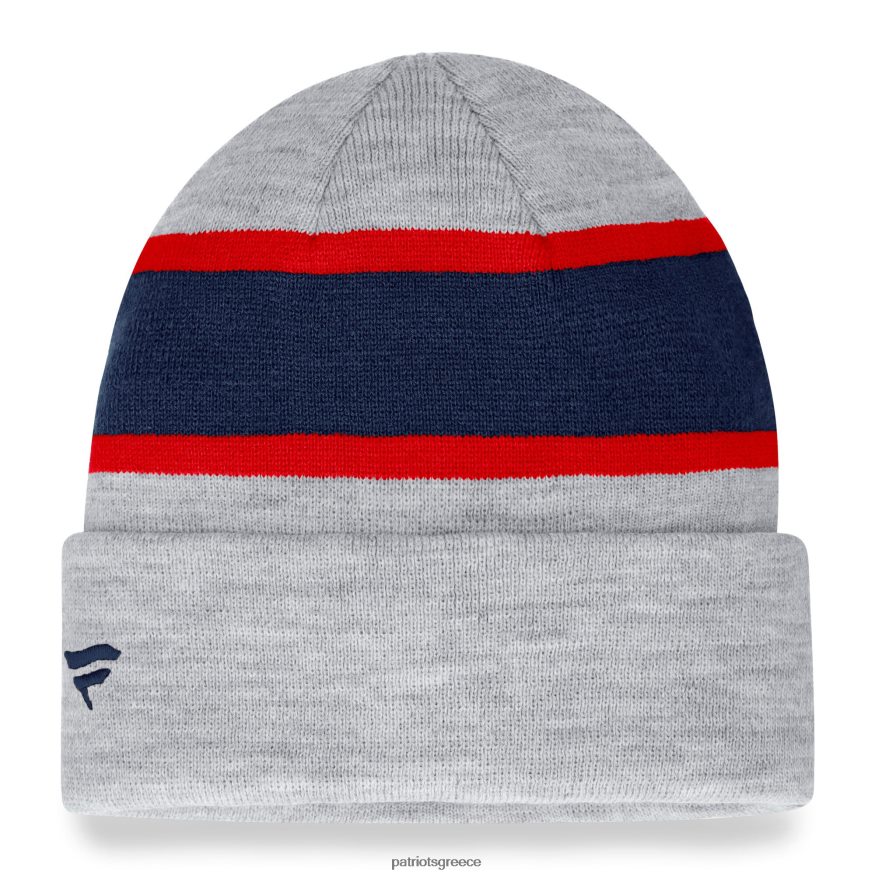 Patriots Jersey Πλεκτό καπέλο με μανσέτες, επώνυμα ερείκη γκρι λογότυπο άνδρες αξεσουάρ VPDHTZ326