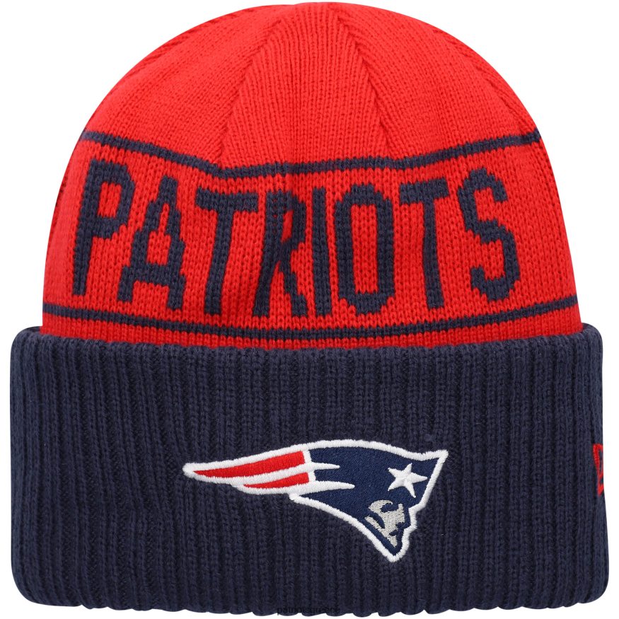 Patriots Jersey νέας εποχής κόκκινο/ναυτικό πλεκτό καπέλο με αναστρέψιμη μανσέτα άνδρες αξεσουάρ VPDHTZ440