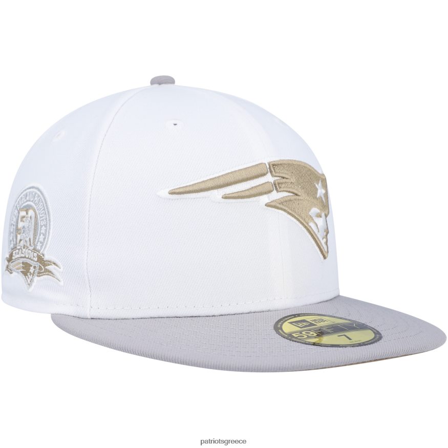 Patriots Jersey new era λευκό/γκρι 50η επέτειος χρυσό undervisor 59fifty εφαρμοστό καπέλο άνδρες αξεσουάρ VPDHTZ432