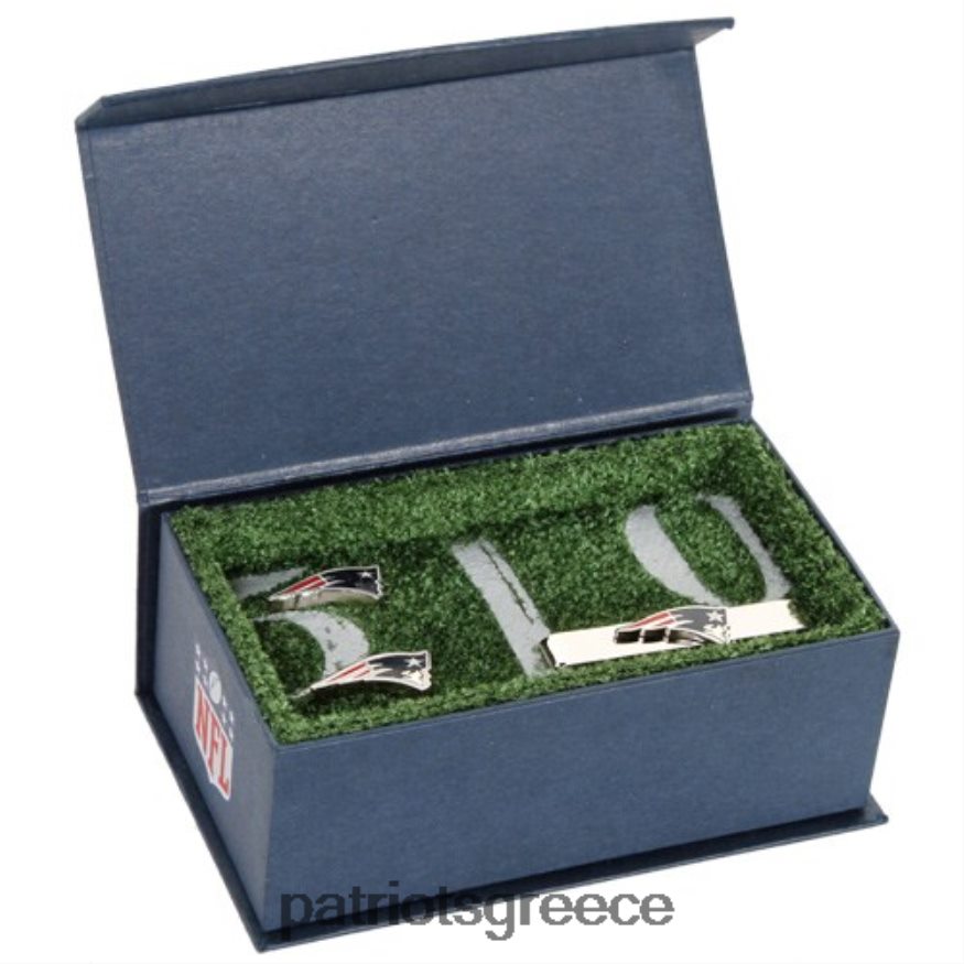 Patriots Jersey Σετ κλιπ γραβάτας με logo silvertone team & μανικετόκουμπα άνδρες αξεσουάρ VPDHTZ44