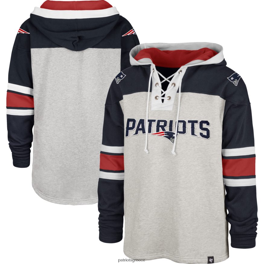 Patriots Jersey Πουλόβερ με κουκούλα με κορδόνι σε γκρι ερείκη 47 άνδρες είδη ένδυσης VPDHTZ496