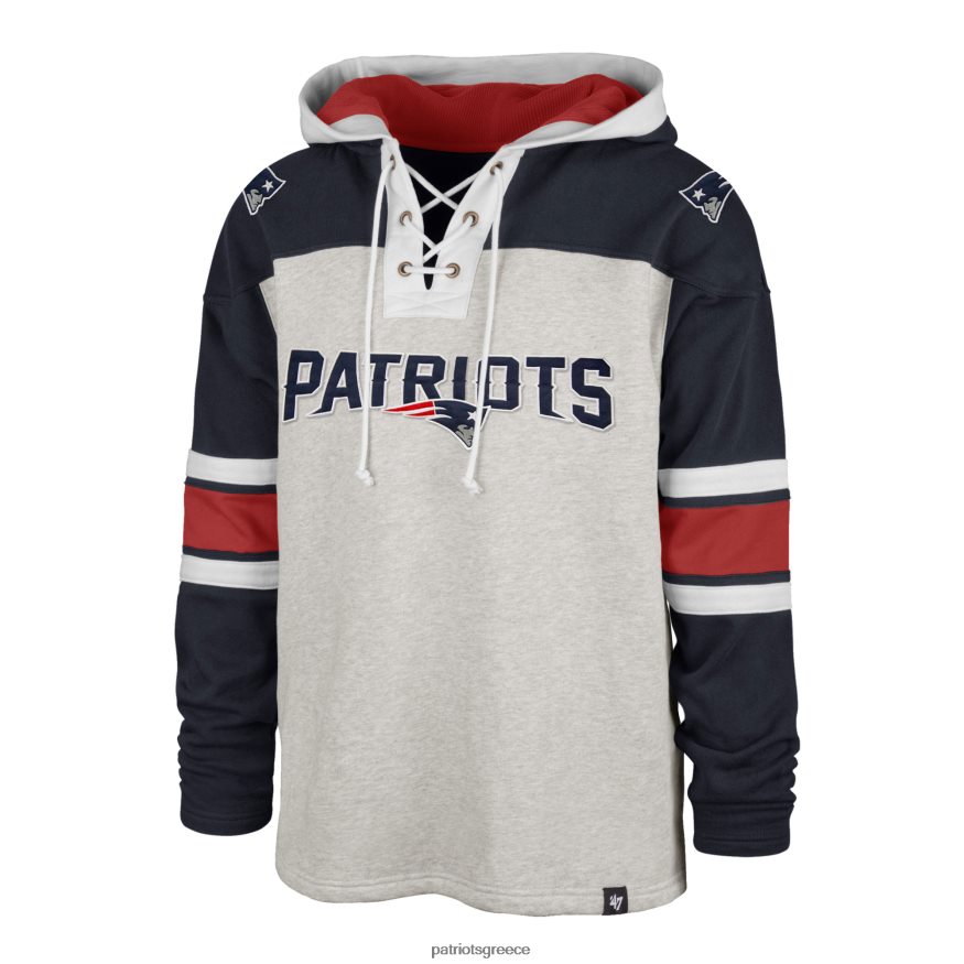 Patriots Jersey Πουλόβερ με κουκούλα με κορδόνι σε γκρι ερείκη 47 άνδρες είδη ένδυσης VPDHTZ496
