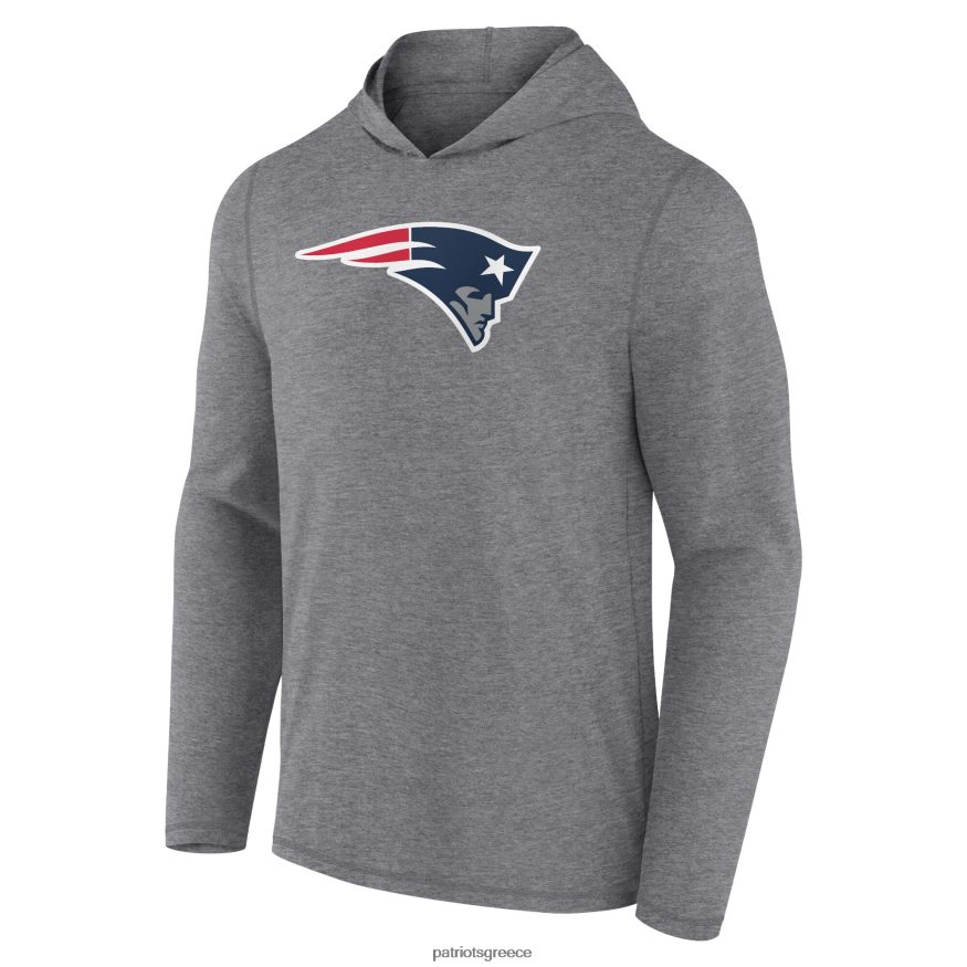 Patriots Jersey Μπλουζάκι με κουκούλα με μακρυμάνικο λογότυπο με φανατικούς τύπους Heather Grey άνδρες είδη ένδυσης VPDHTZ514