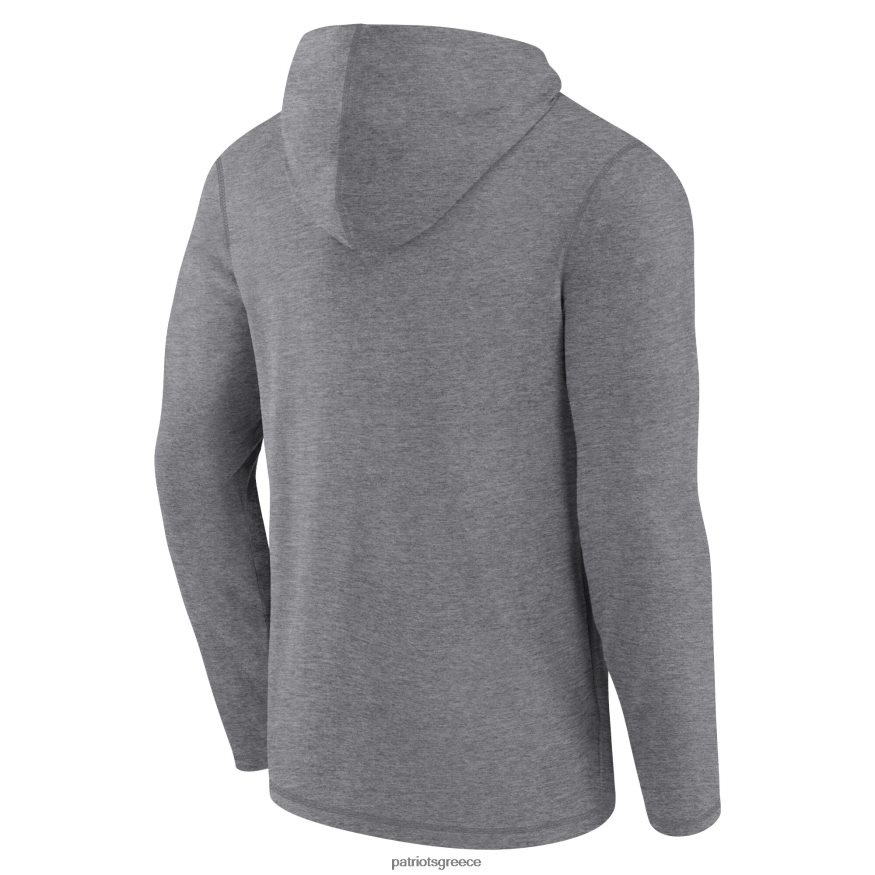 Patriots Jersey Μπλουζάκι με κουκούλα με μακρυμάνικο λογότυπο με φανατικούς τύπους Heather Grey άνδρες είδη ένδυσης VPDHTZ514