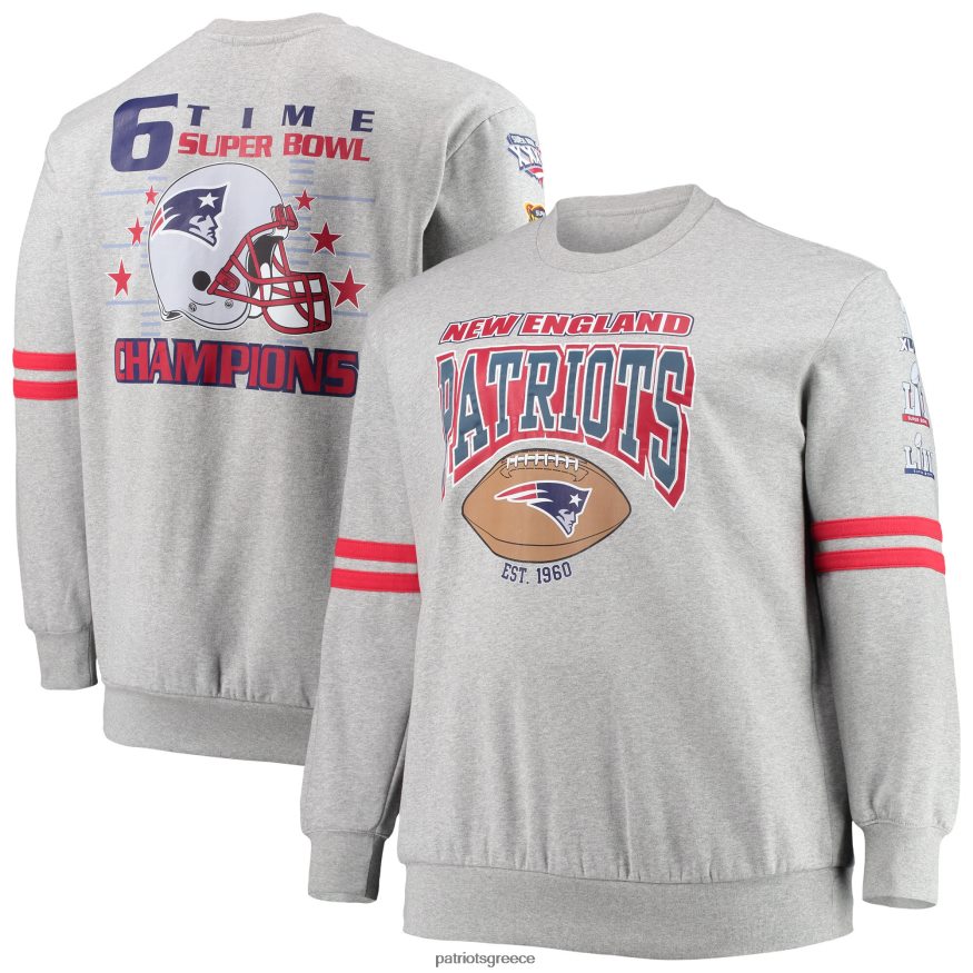 Patriots Jersey Φούτερ πουλόβερ με στάμπες Mitchell & ness γκρι μεγάλο & ψηλό άνδρες είδη ένδυσης VPDHTZ689