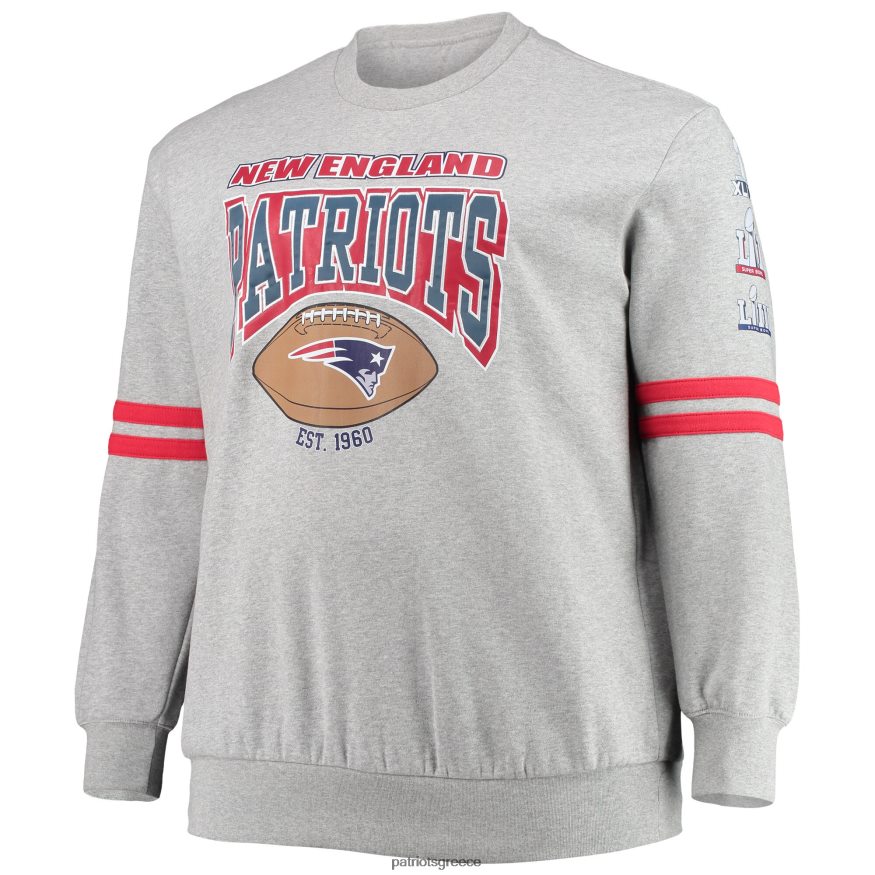 Patriots Jersey Φούτερ πουλόβερ με στάμπες Mitchell & ness γκρι μεγάλο & ψηλό άνδρες είδη ένδυσης VPDHTZ689