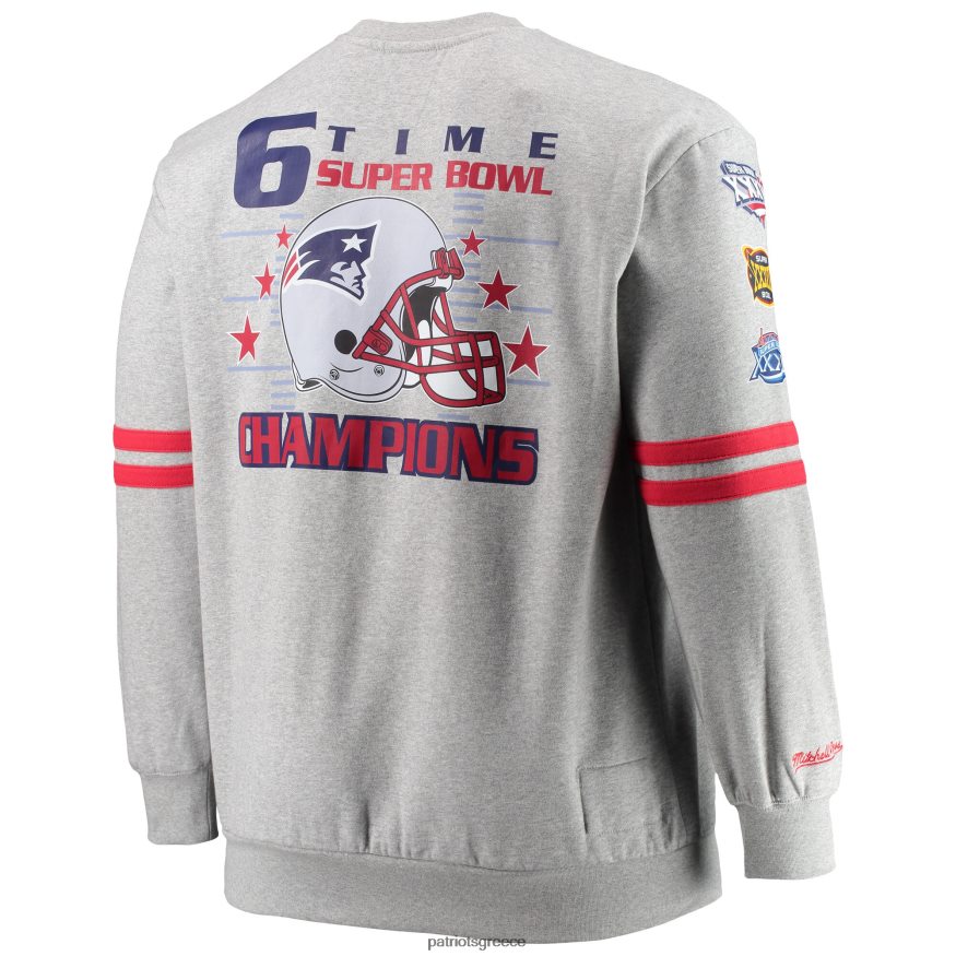 Patriots Jersey Φούτερ πουλόβερ με στάμπες Mitchell & ness γκρι μεγάλο & ψηλό άνδρες είδη ένδυσης VPDHTZ689