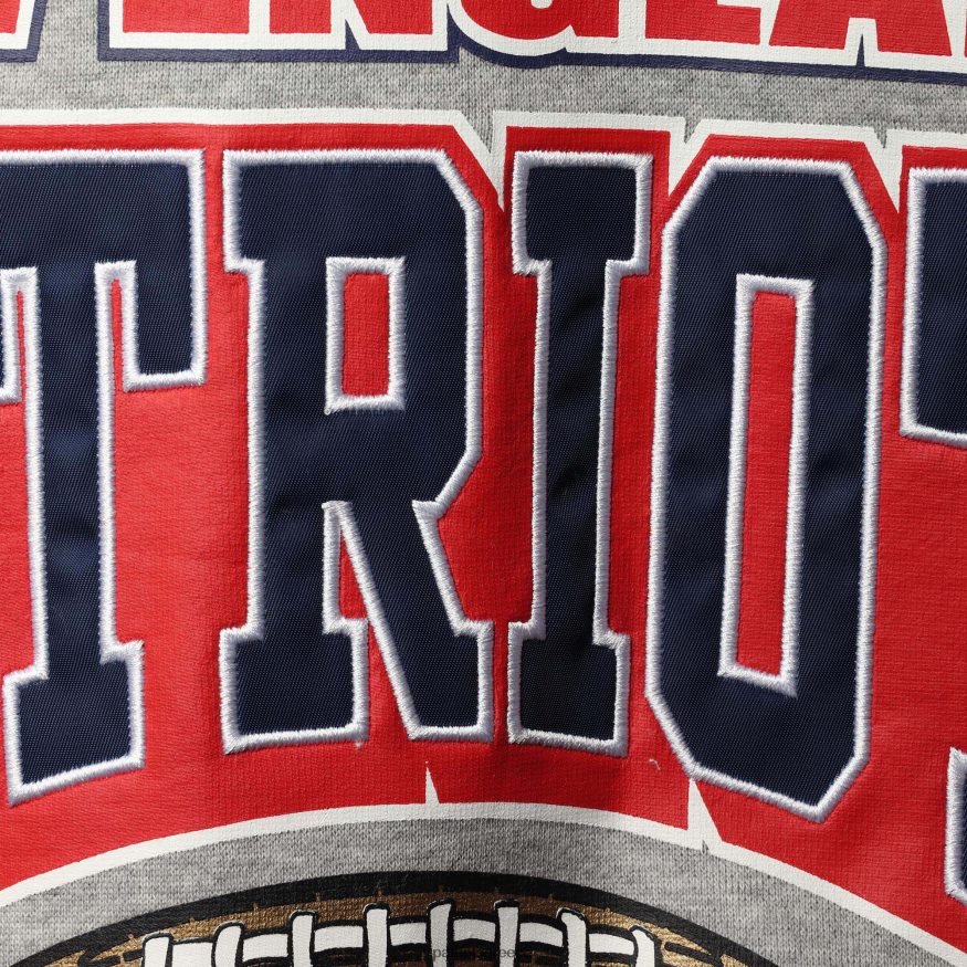 Patriots Jersey Φούτερ πουλόβερ από φλις φλις στάμπα σε όλο το γκρι με ροκ Mitchell & ness άνδρες είδη ένδυσης VPDHTZ726