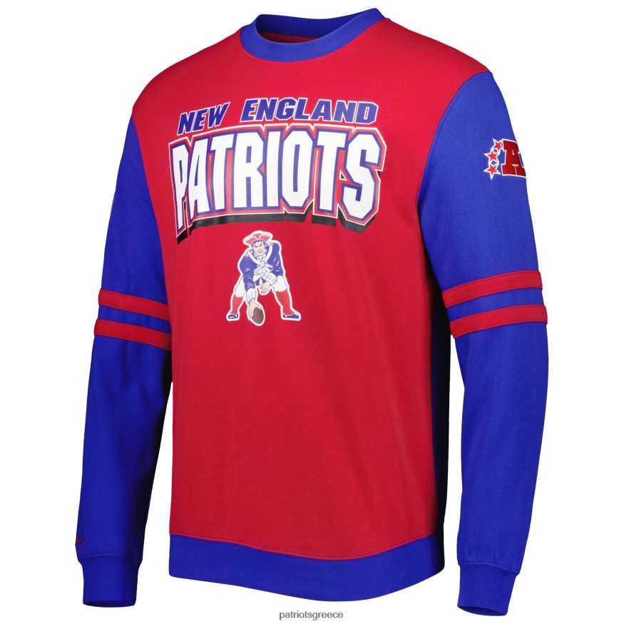 Patriots Jersey Mitchell & ness κόκκινο/βασιλικό μεγάλο και ψηλό κλασικό πουλόβερ φούτερ από gridiron άνδρες είδη ένδυσης VPDHTZ653