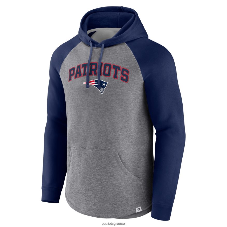 Patriots Jersey φανατικοί με φούτερ με κουκούλα ρεγκλάν με γκρι/ναυτικό σχέδιο άνδρες είδη ένδυσης VPDHTZ585