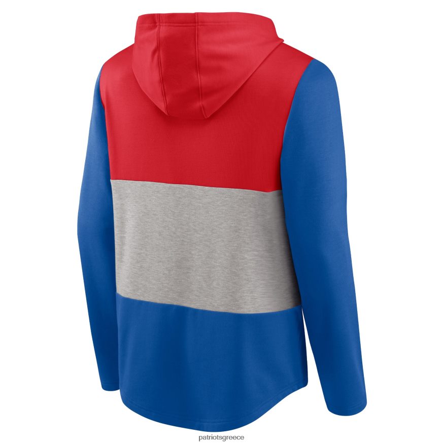 Patriots Jersey φανατικοί, κόκκινο/βασιλικό γραμμικό λογότυπο πουλόβερ με κουκούλα άνδρες είδη ένδυσης VPDHTZ598