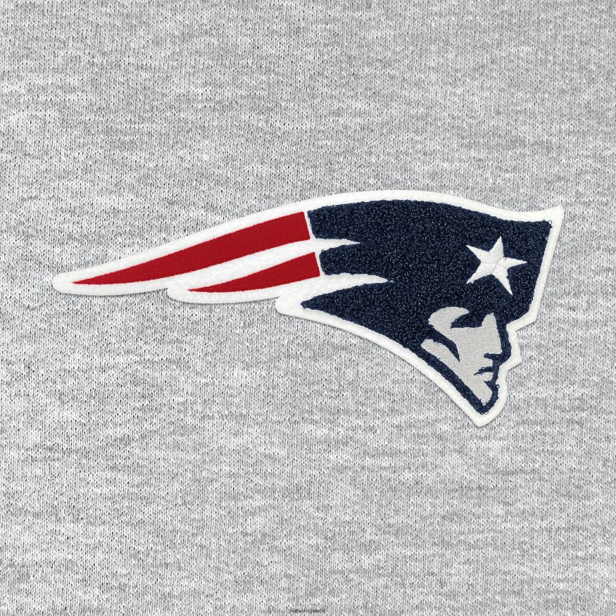 Patriots Jersey Φούτερ με κουκούλα με κουκούλα σενίλ σενίλ με γκρι ερεκέ αντίγκουα άνδρες είδη ένδυσης VPDHTZ699