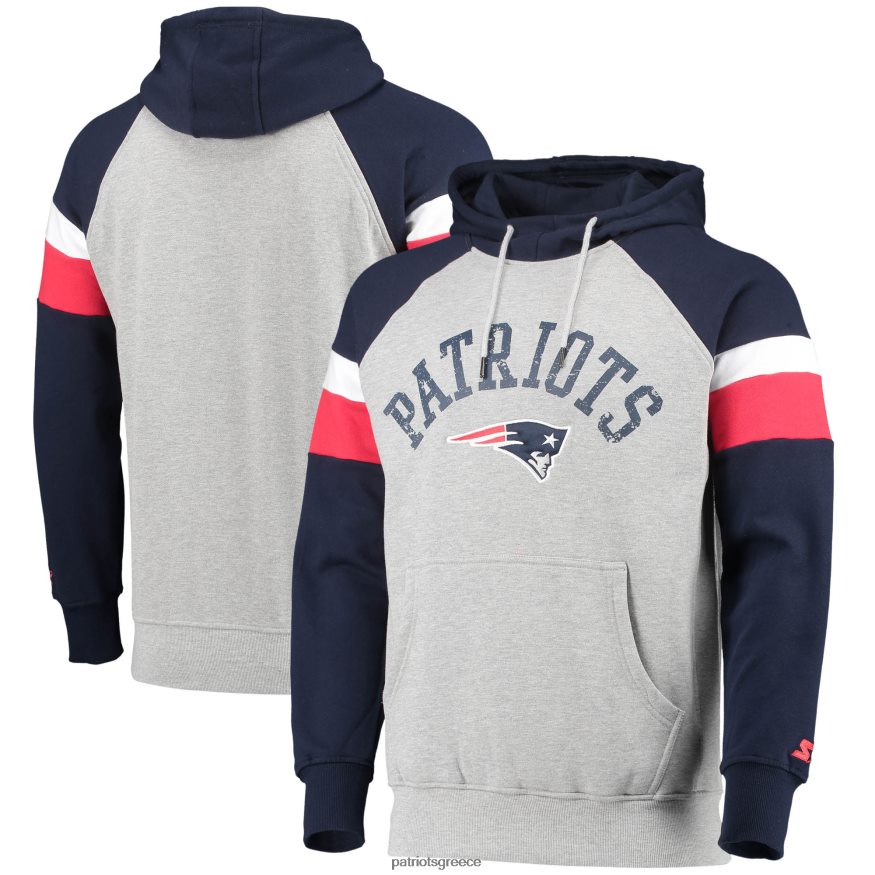 Patriots Jersey Φούτερ με κουκούλα με κουκούλα με ρεγκλάν, γκρι/ναυτικό άνδρες είδη ένδυσης VPDHTZ805