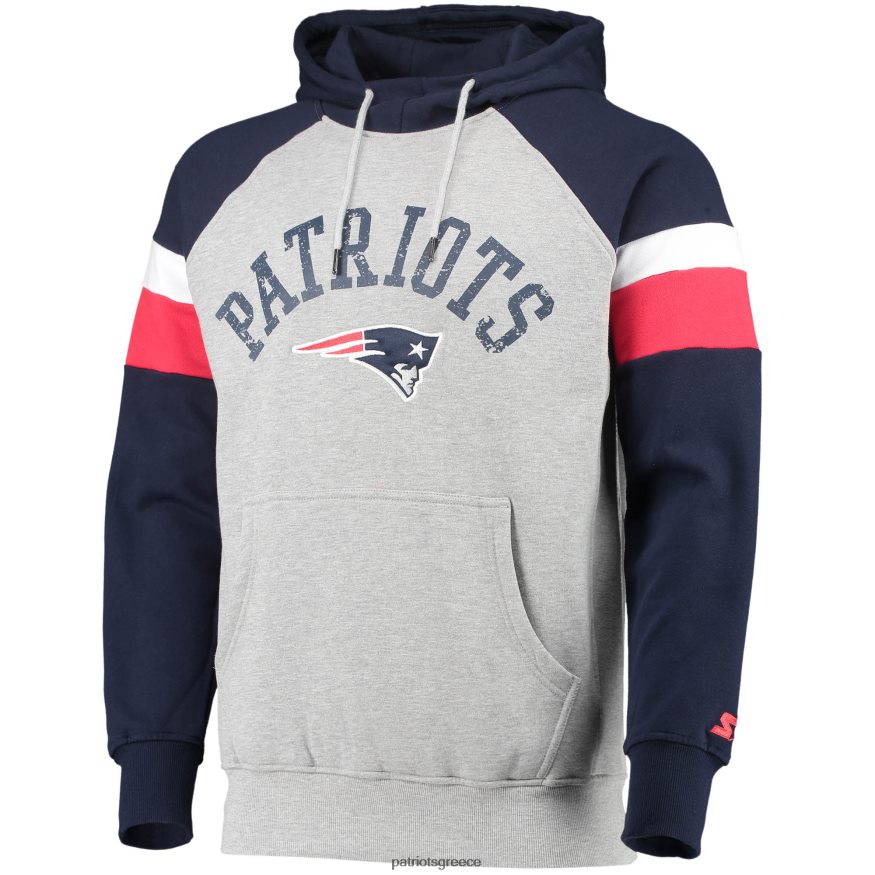 Patriots Jersey Φούτερ με κουκούλα με κουκούλα με ρεγκλάν, γκρι/ναυτικό άνδρες είδη ένδυσης VPDHTZ805
