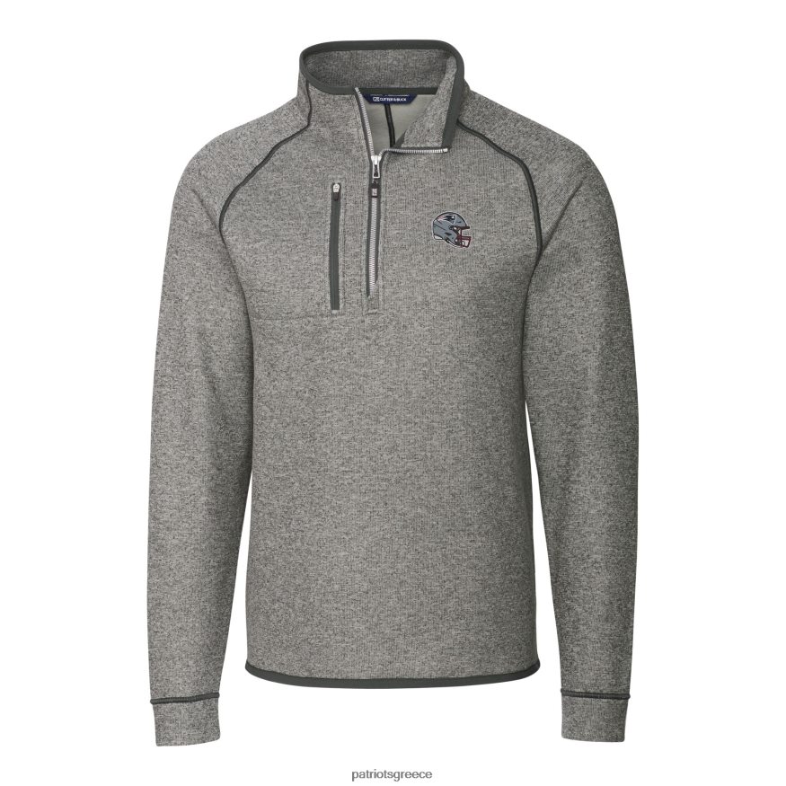 Patriots Jersey Ασημένιο κράνος κόφτης & buck πουλόβερ με πλεκτό πουλόβερ με μισό φερμουάρ άνδρες είδη ένδυσης VPDHTZ568