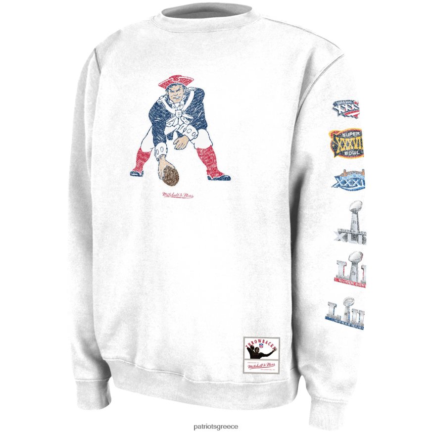 Patriots Jersey Πουλόβερ πουλόβερ με λευκά δαχτυλίδια mitchell & ness άνδρες είδη ένδυσης VPDHTZ778