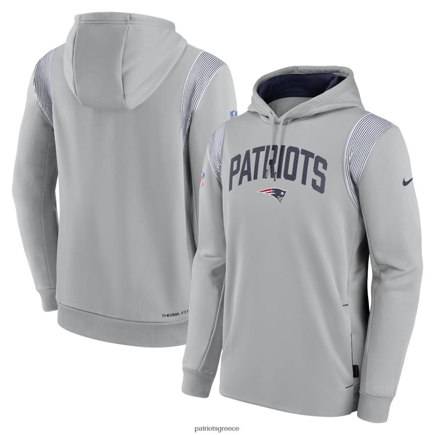 Patriots Jersey Πουλόβερ με κουκούλα με κουκούλα nike γκρι αθλητική στοίβα απόδοσης άνδρες είδη ένδυσης VPDHTZ491