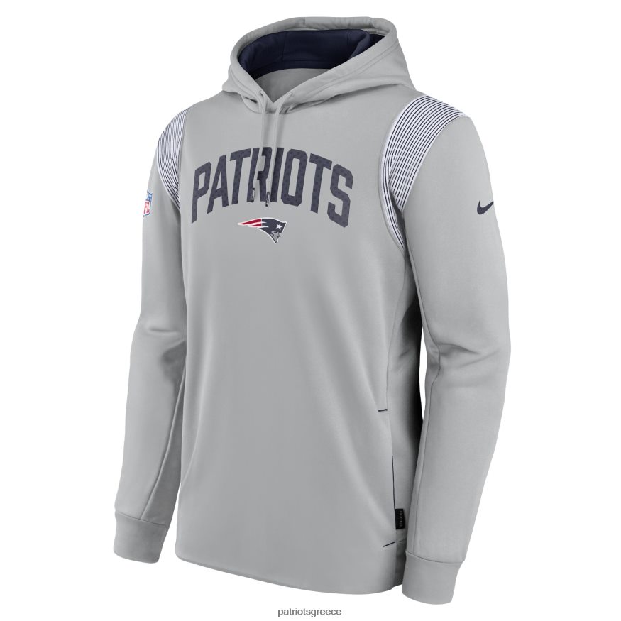 Patriots Jersey Πουλόβερ με κουκούλα με κουκούλα nike γκρι αθλητική στοίβα απόδοσης άνδρες είδη ένδυσης VPDHTZ491