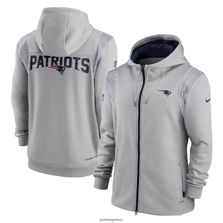 Patriots Jersey Φούτερ με κουκούλα με πλήρες φερμουάρ nike grey απόδοσης άνδρες είδη ένδυσης VPDHTZ498