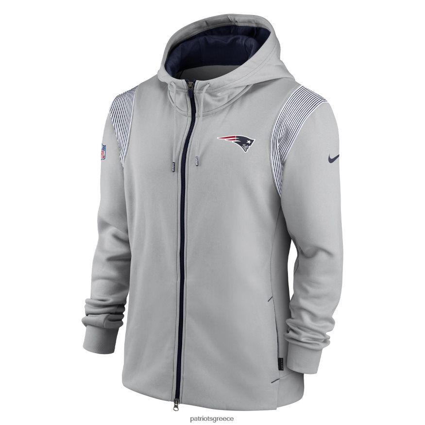 Patriots Jersey Φούτερ με κουκούλα με πλήρες φερμουάρ nike grey απόδοσης άνδρες είδη ένδυσης VPDHTZ498