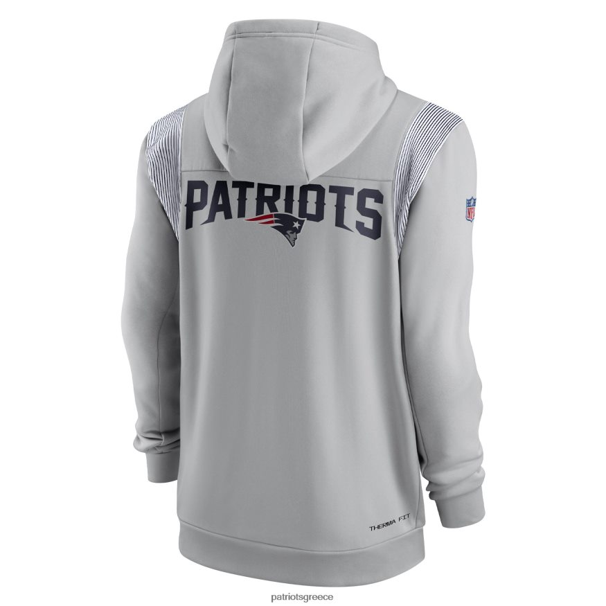 Patriots Jersey Φούτερ με κουκούλα με πλήρες φερμουάρ nike grey απόδοσης άνδρες είδη ένδυσης VPDHTZ498
