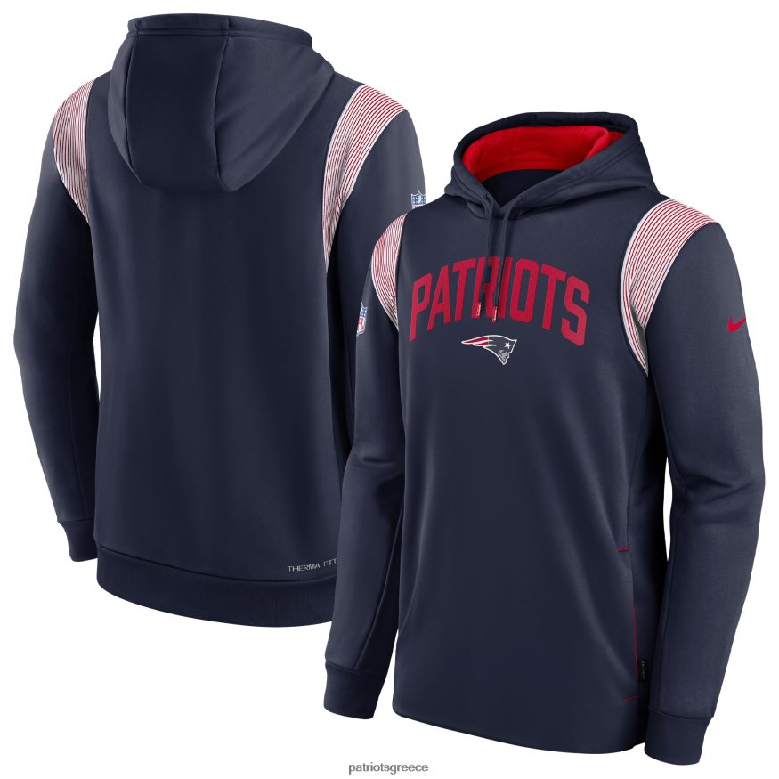 Patriots Jersey Πουλόβερ με κουκούλα με κουκούλα με αθλητική απόδοση στοίβας nike navy άνδρες είδη ένδυσης VPDHTZ501