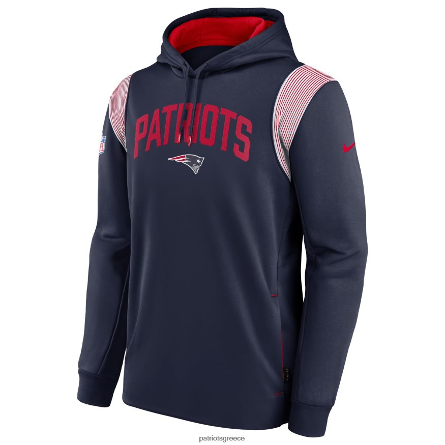 Patriots Jersey Πουλόβερ με κουκούλα με κουκούλα με αθλητική απόδοση στοίβας nike navy άνδρες είδη ένδυσης VPDHTZ501