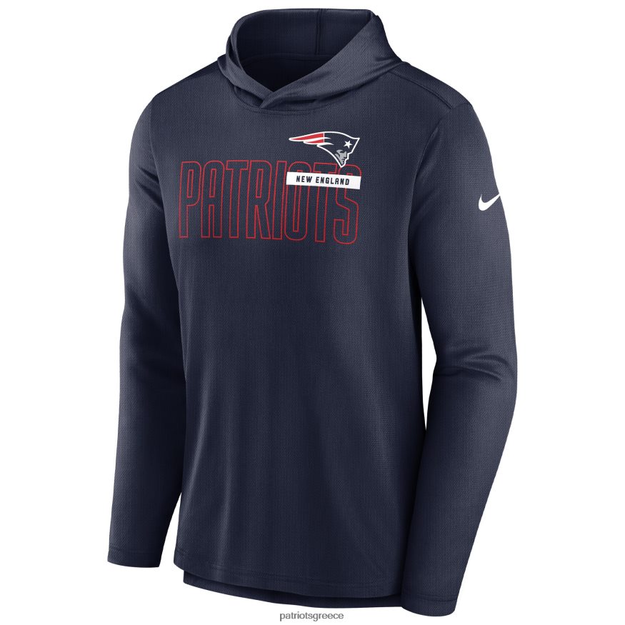 Patriots Jersey nike navy ελαφρύ μπλουζάκι απόδοσης με κουκούλα με μακριά μανίκια άνδρες είδη ένδυσης VPDHTZ656
