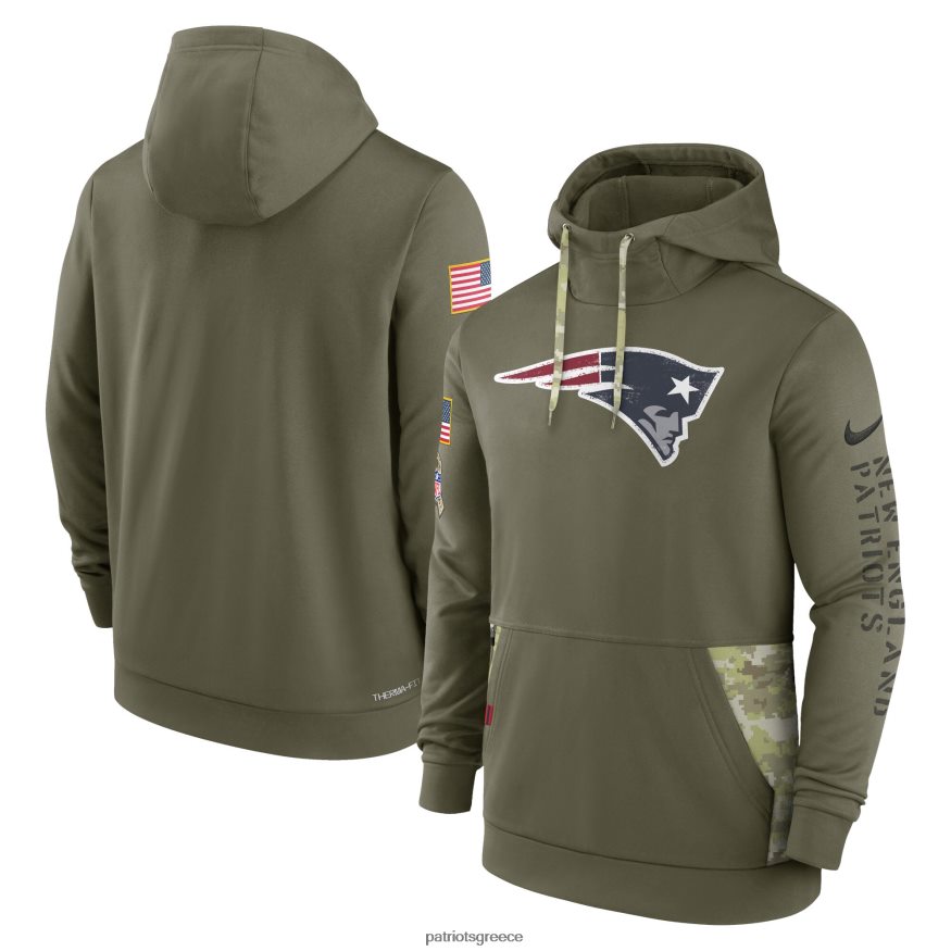 Patriots Jersey nike olive 2022 χαιρετισμός στο σέρβις πουλόβερ με κουκούλα θερμικής απόδοσης άνδρες είδη ένδυσης VPDHTZ465